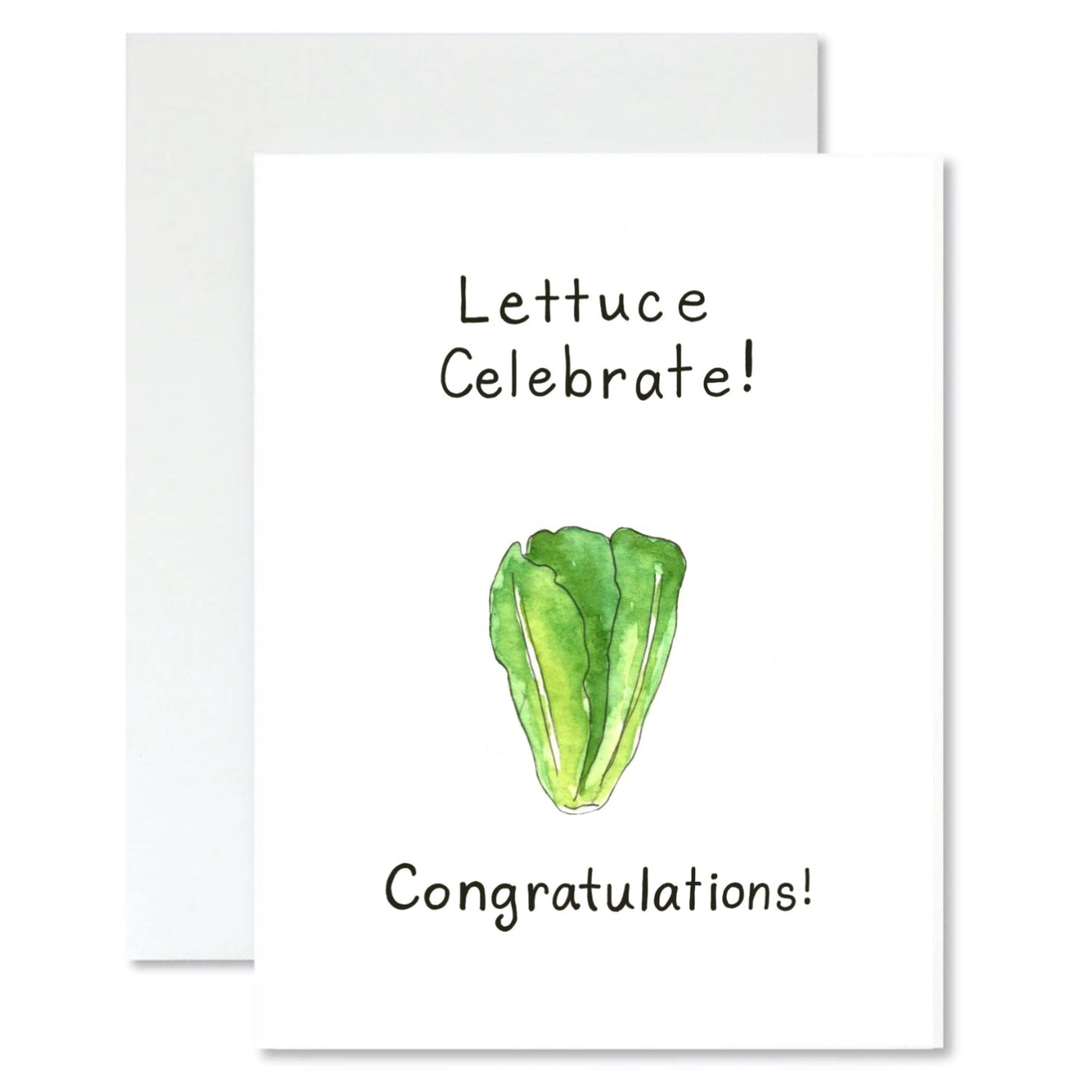 Greeting card with a lettuce illustration and text on a white background